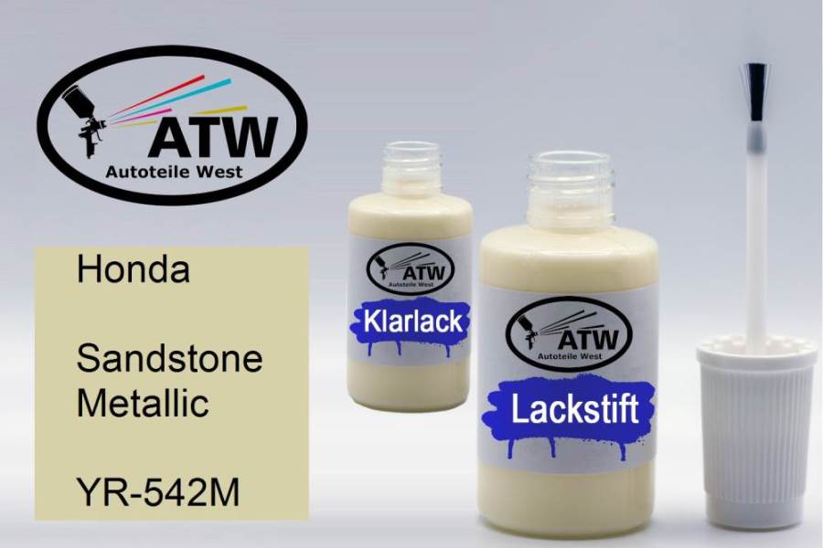 Honda, Sandstone Metallic, YR-542M: 20ml Lackstift + 20ml Klarlack - Set, von ATW Autoteile West.